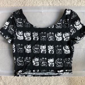 H&M lucky cat crop top